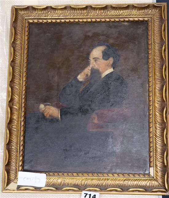 Victorian School, oil on canvas, Portrait of a seated gentleman, 28 x 23cm